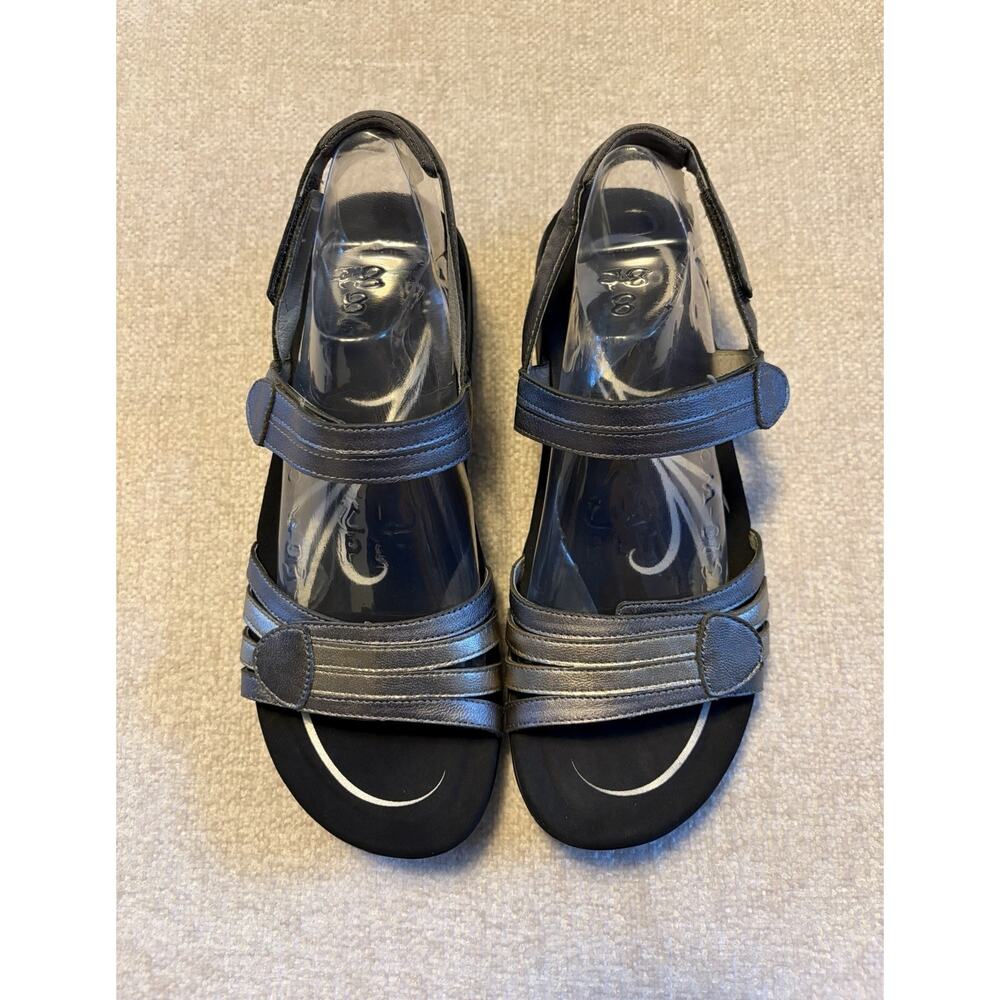 ABEO Sandals Brynn Leather Hook Loop Straps Women’s Size 10 Gray Silver - Picture 2 of 11